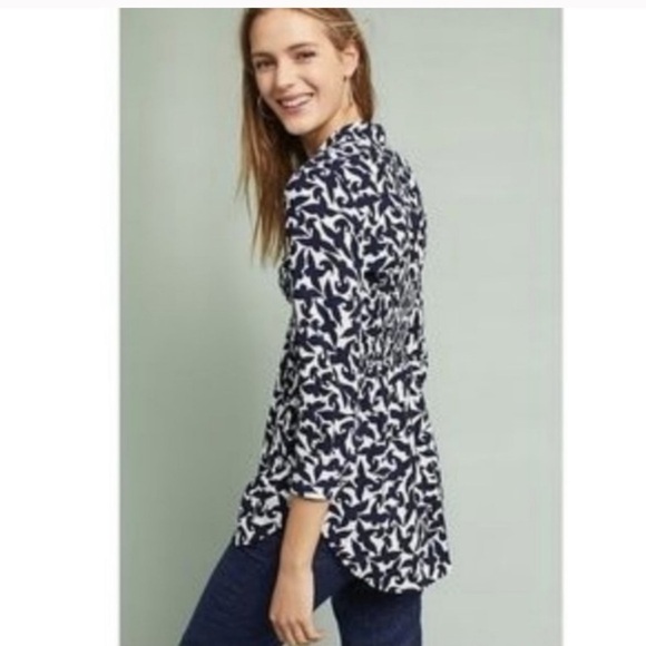 Anthropologie Maeve Alexa bird print smocked - Picture 1 of 10